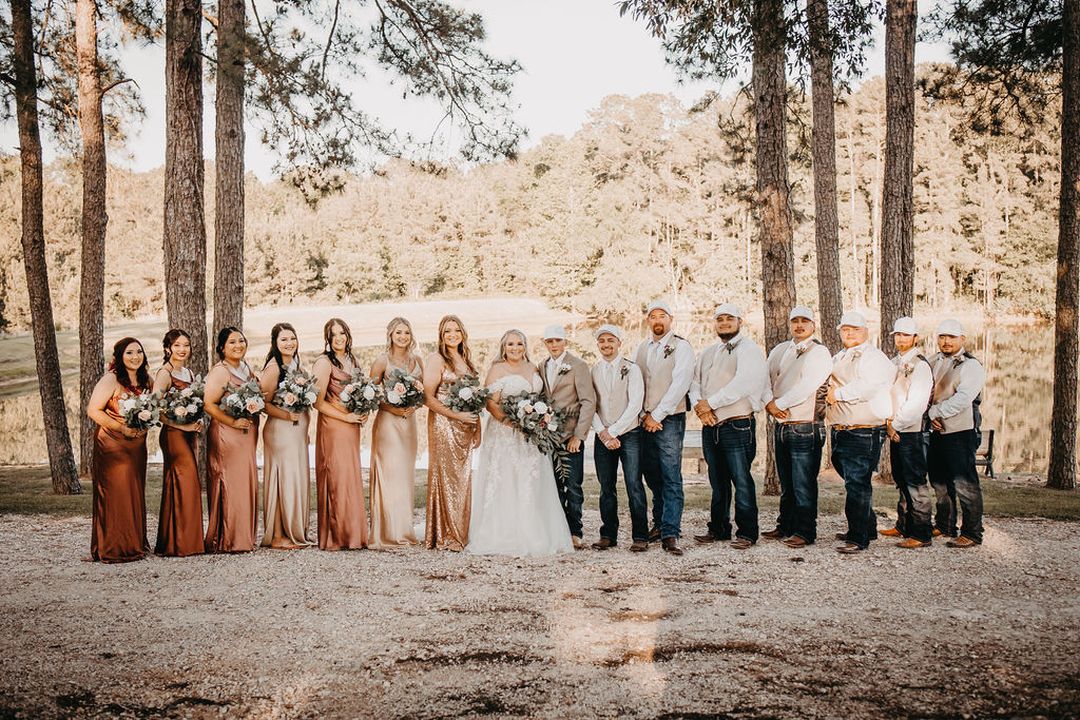 gold neutral wedding party