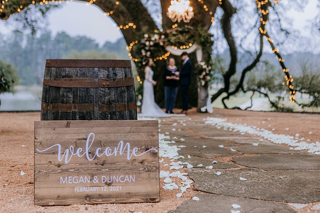 megan and dugan wooden welcome sign OPT