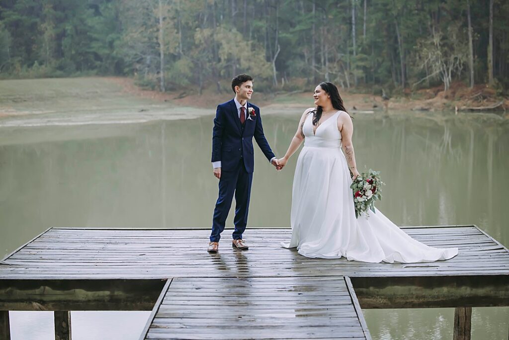 1 wedding portrait by pond at Pine Lake Ranch hailey jaden OPT
