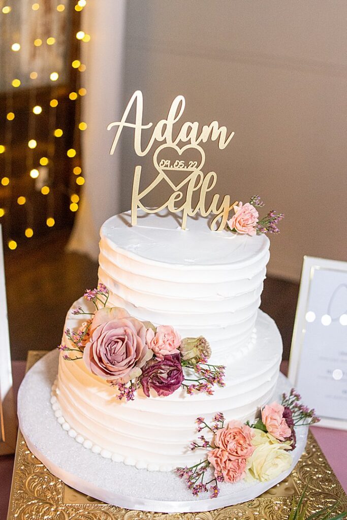 24 kelly adam simple wedding cake pink flowers