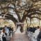 Houston Texas wedding venue bride and groom exchange vows at their elegant outdoor wedding ceremony.