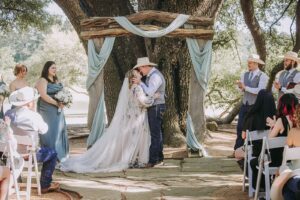 Western wedding with outdoor wedding ceremony near Houston